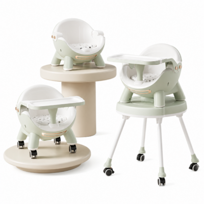 1 Infantes 3-in-1 Convertible Highchair with PU Leather Seat