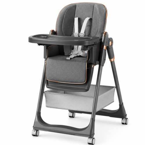 Kidilo Foldable Baby Highchair with 7-Position Double Tray (8122)