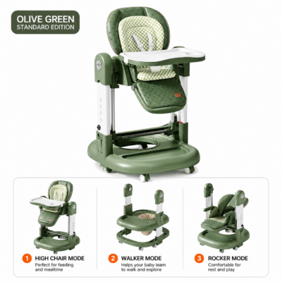 JOYOUS 3-in-1 Ergonomic Baby Highchair & Walker with Adjustable Height