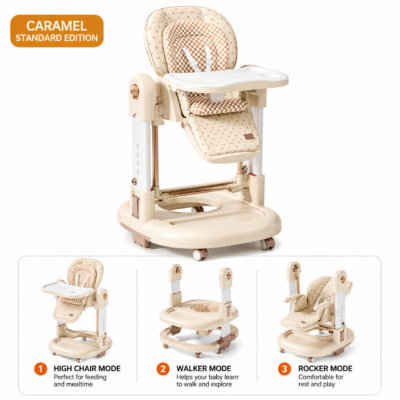 JOYOUS 3-in-1 Ergonomic Baby Highchair & Walker with Adjustable Height