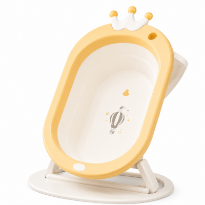Foldable Ergonomic Baby Bath Tub with Crown Design