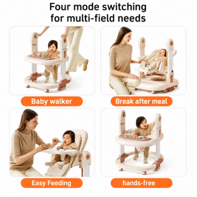 JOYOUS 3-in-1 Ergonomic Baby Highchair & Walker with Adjustable Height