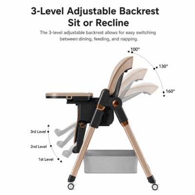 4 Kidilo Foldable Baby Highchair with 7-Position Double Tray (8122)