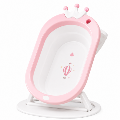 Foldable Ergonomic Baby Bath Tub with Crown Design