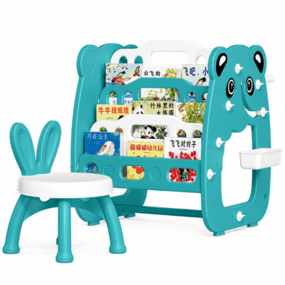 6a592d32-22b9-4540-8307-4bd86a25887a 3-in-1 Kids Study Table, Bookshelf & Drawing Board Set with Chair