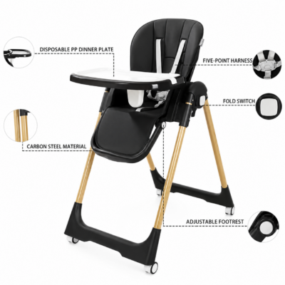 Kidilo 2-in-1 Foldable Baby Dining Chair with 360° Wheels & Storage (DC01)