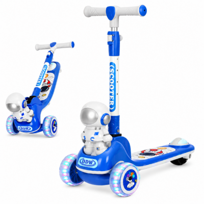 3-in-1 Foldable Astronaut Kids Scooter with Light-Up Wheels & Adjustable Handle