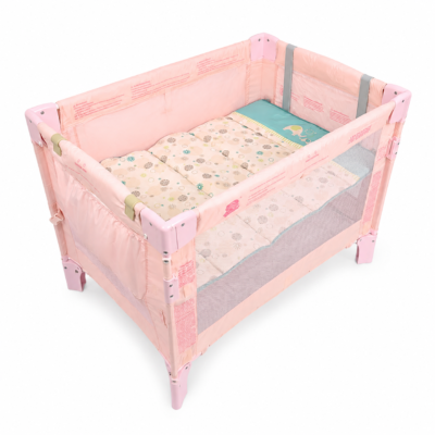 01 Arm’s Reach Original Co-Sleeper Portable Baby Bassinet Crib with Patterned Mattress (8111-BS)