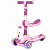 2-in-1 Cute Bunny Kids Scooter with Seat, LED Light Wheels & Adjustable Handle
