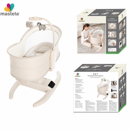 1 Mastela Deluxe 3-in-1 Smart Height-Adjustable Baby Cradle & Chair (8431)
