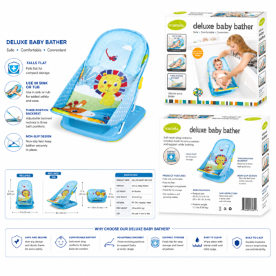 Mastela Deluxe Baby Bather - Adjustable 3-Position Folding Infant Bath Seat (7031)