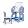 1 Convertible Kids Activity Table with Chair – Double-Sided Whiteboard & Building Block Board Set (0688)