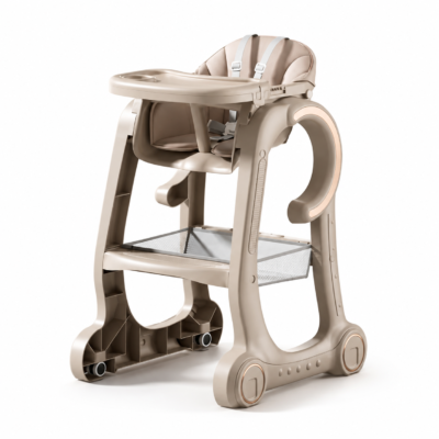 1 Modern Luxury Baby High Chair with Double-Layer Tray & Large Storage Basket (S08)