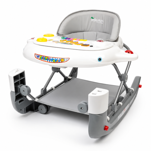 Infantes Whale-Theme Baby Walker-Rocker Combo with Musical Keyboard & Footrest Mat (1080)