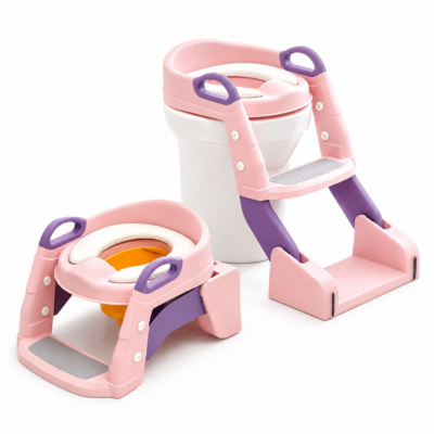 2-in-1 Foldable Toddler Toilet Seat Attachment with Step Stool Ladder