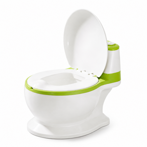 Realistic Toddler Potty Training Toilet with Flushing Sound & Soft Cushion
