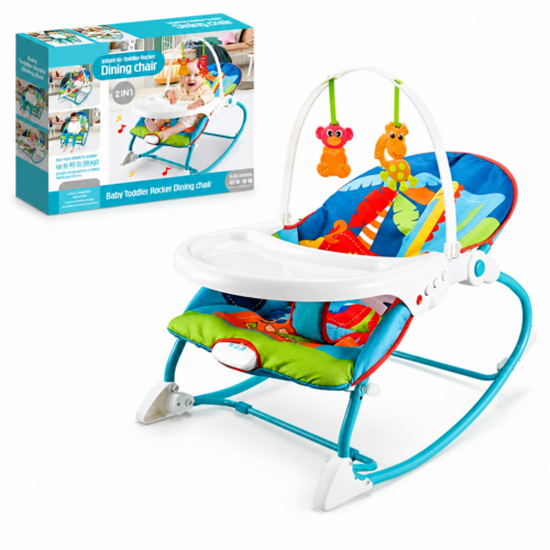 2-in-1 Infant to Toddler Rocker & Dining Chair with Music & Feeding Tray