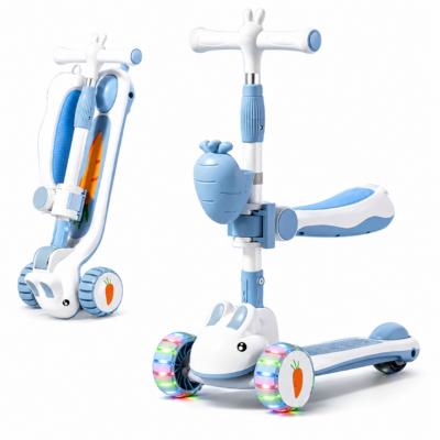 1 2-in-1 Kids Rabbit Scooty with Seat & Carrot Storage Basket