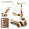 Kids Foldable 3-Wheel Convertible Scooter with Seat, Light-Up Wheels & Music
