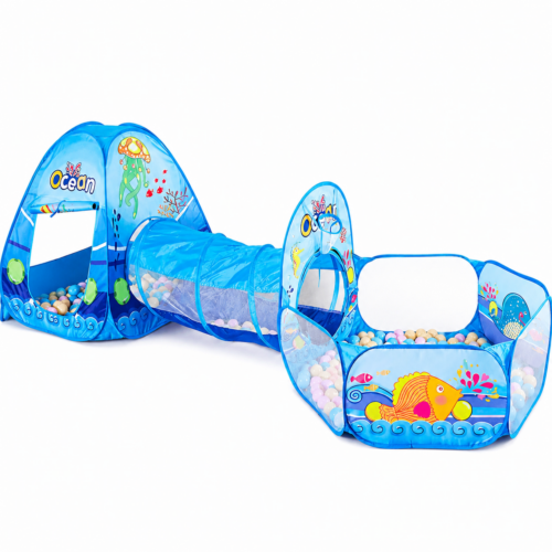 3-in-1 Ball Pool Tent & Crawling Tunnel House Set for Kids