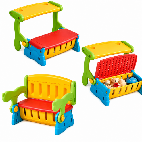 3-in-1 Kids Desk, Bench & Toy Storage Organizer CT-312