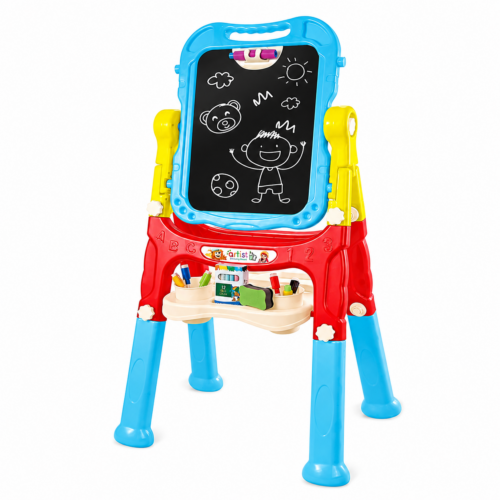Double Sided Kids Easel with Magnetic Whiteboard, Blackboard & Storage Tray