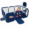 1 Large Safety Baby Playpen with Basketball Hoop & Football Net