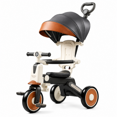 1 6-in-1 Multifunctional Kids Tricycle with Canopy & Parent Push Handle
