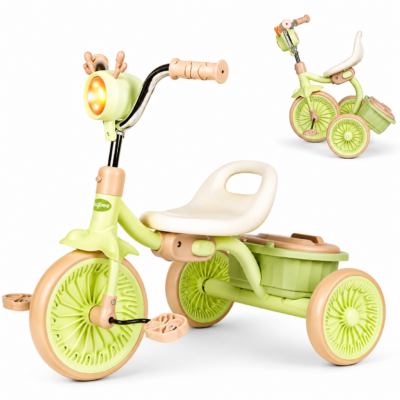 1 Triky Foldable Kids Tricycle with RGB LED Headlight & Dual Storage