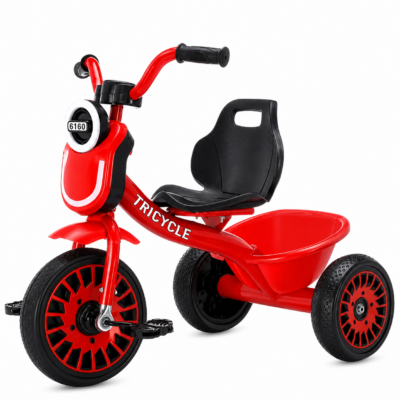 1 Kids Ride-On Tricycle with Music, LED Lights & Storage Basket (Ages 2-6)