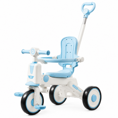 Luxury 3-in-1 Kids Tricycle with Steering Push Handle, Guard Rail & High Backrest