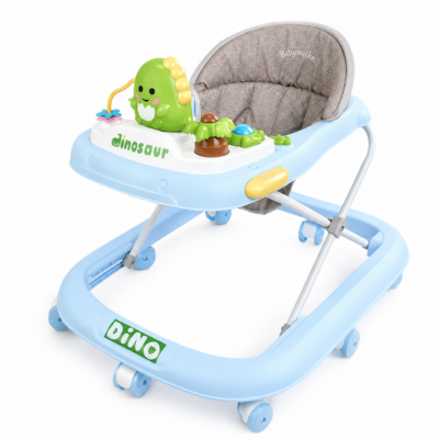 Dino Foldable Baby Walker with Musical Toy Tray & Adjustable Height (919)