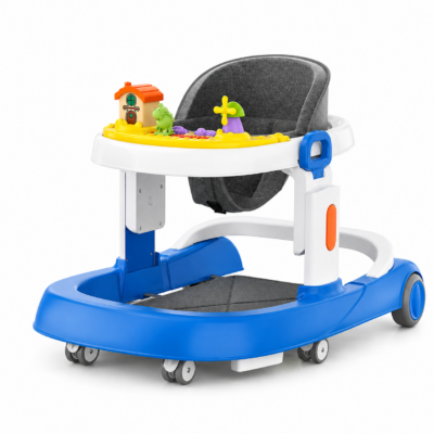1 3-in-1 Elegant Baby Walker with Farm-Themed Music Toy Bar, Bounce Mode & Anti-Fall Brakes