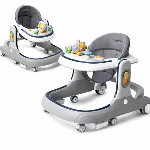4-in-1 Pilot Sit-to-Stand Baby Walker with Speed Control Wheels & Musical Activity Tray