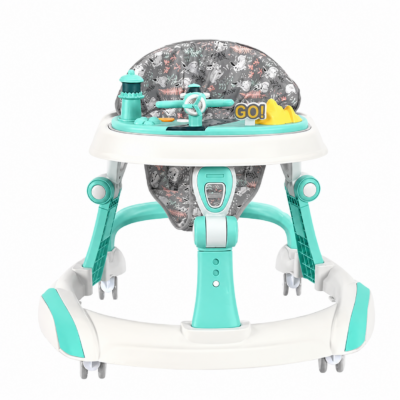 Multi-Function Foldable Baby Walker with 360° Silent Wheels, Removable Crash Bar & Dual Height Adjustment