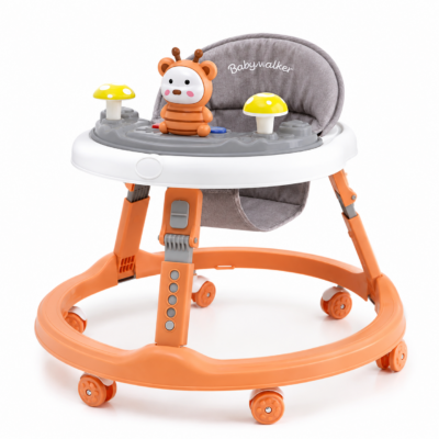 Interactive Animal & Mushroom Foldable Baby Walker with Height Adjustment
