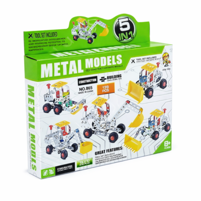 5-in-1 Metal DIY Engineering Car Model Kit – 139 Pcs DIY Mechanic Set