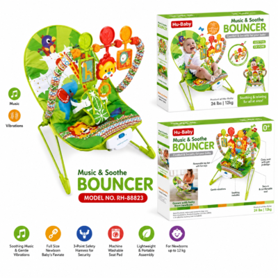 Hu-Baby Music & Soothe Bouncer Infant Seat with Soothing Melodies & Calming Vibrations (69827)
