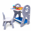 2 Convertible Kids Activity Table with Chair – Double-Sided Whiteboard & Building Block Board Set (0688)