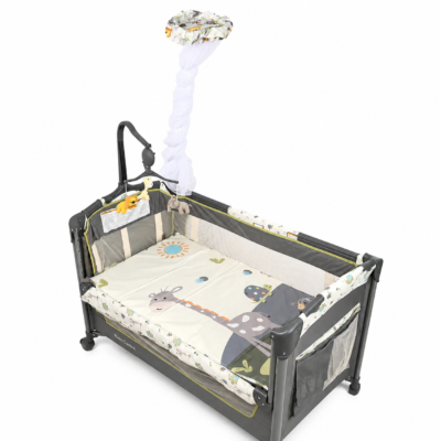 Kids Guard Portable Baby Travel Cot & Playpen with Mosquito Net Canopy & Music Toy Mobile (504)