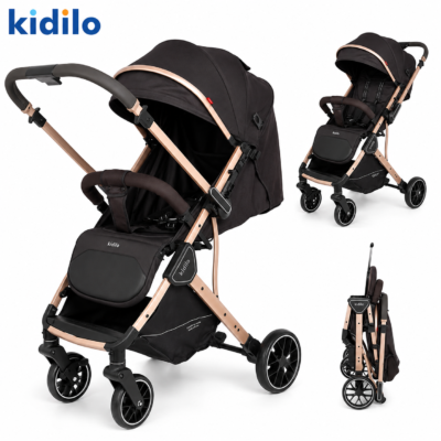 kidilo Compact Trolley Fold Baby Stroller with Leatherette Push Handle (K919)