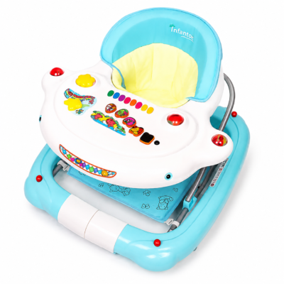 2 Infantes Whale-Theme Baby Walker-Rocker Combo with Musical Keyboard & Footrest Mat (1080)