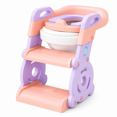 2-in-1 Kids Potty Training Seat with Adjustable Step Ladder & Safety Handles