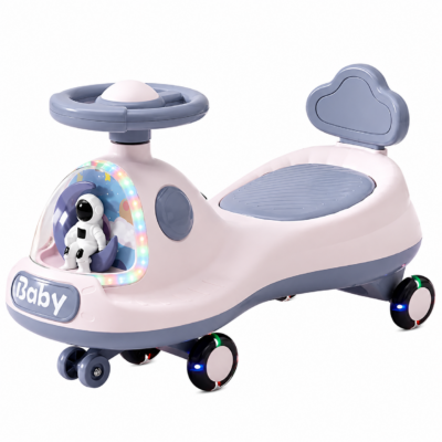 Astronaut-Themed Ride-On Swing Car with LED Flashing Wheels