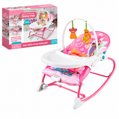 2-in-1 Infant to Toddler Rocker & Dining Chair with Music & Feeding Tray