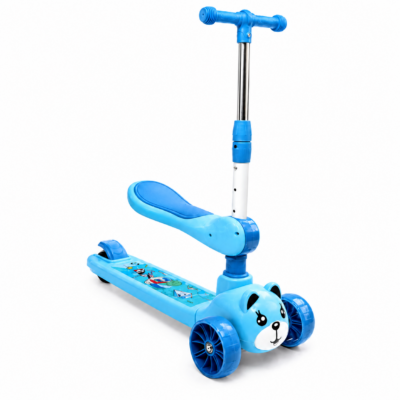 HappyRide Cute Panda Kids Scooter with Seat, Lights, Music & Adjustable Handle