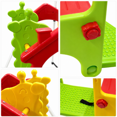 Giraffe Double Swing for 2 Babies with Safety Harness & Steel Legs