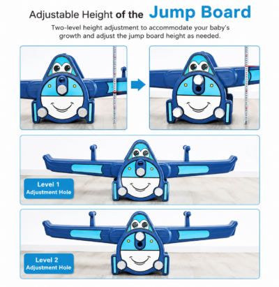 2 Airplane-Themed Indoor & Outdoor Kids Seesaw with 2-Height Adjustable Base