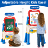 2 Double Sided Kids Easel with Magnetic Whiteboard, Blackboard & Storage Tray
