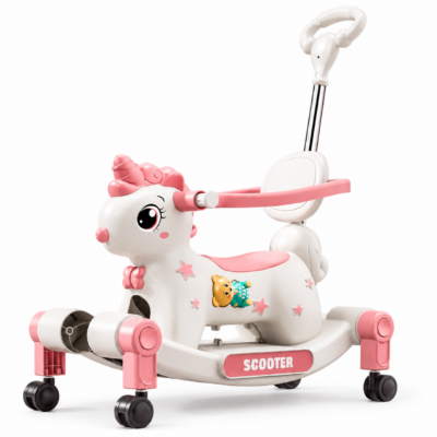 2 3-in-1 Unicorn Ride-On Toy for Toddlers – Rocking Horse, Scooter & Push Car